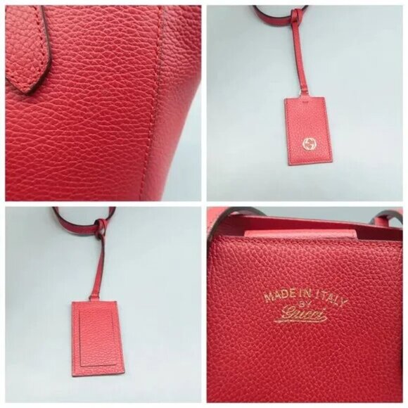 100% Authentic GUCCI Swing Red Leather Shoulder Bag 613-09124 - Picture 7 of 12